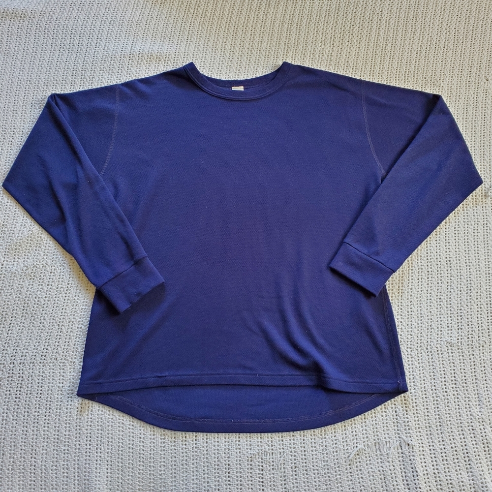 Vintage LL Bean Men's XL Outdoor Polyester Long Sleeve Navy Blue Shirt USA Made